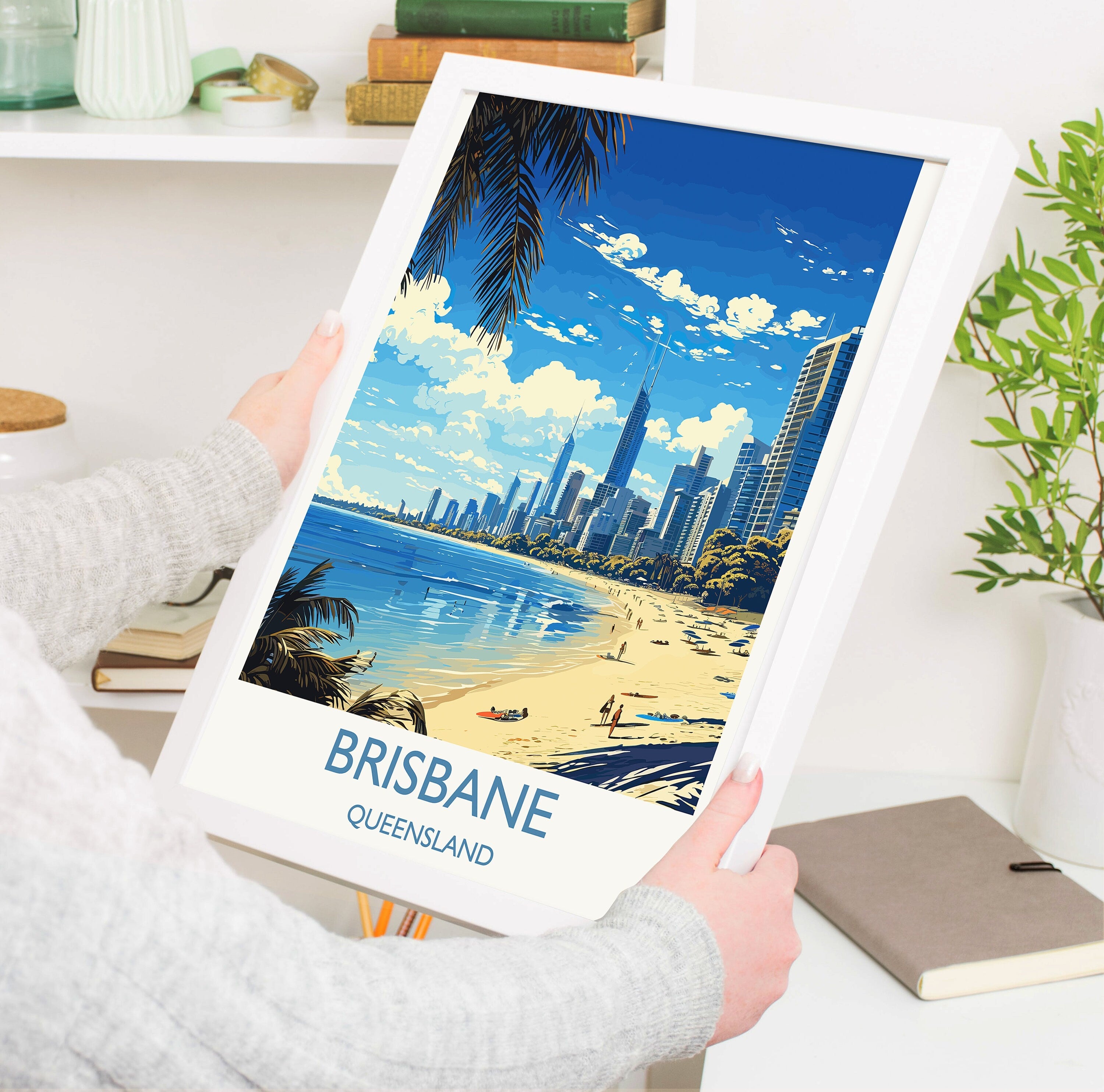 Brisbane Travel Print, Travel Poster of Brisbane, Queensland Art, Australia Art Lovers Gift, Brisbane Wall Art NQ Media Designs