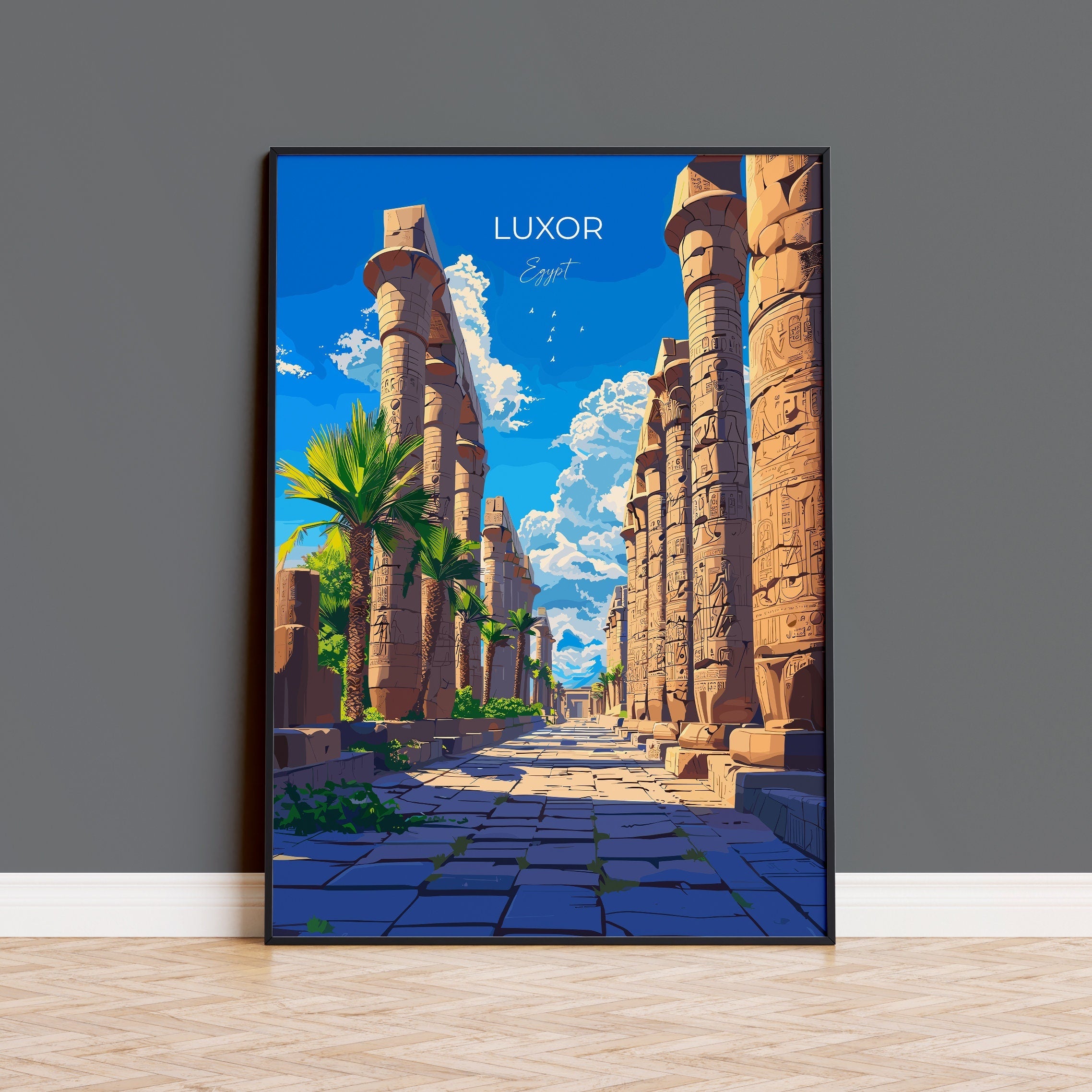 Luxor Travel Poster, Travel Print of Luxor, Egypt Art Lovers Gift, Luxor Wall Art NQ Media Designs