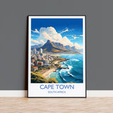 Cape Town Travel Print, Travel Poster of Cape Town,Cape Town Art Lovers Gift, South Africa Gift, Wall Art Print NQ Media Designs