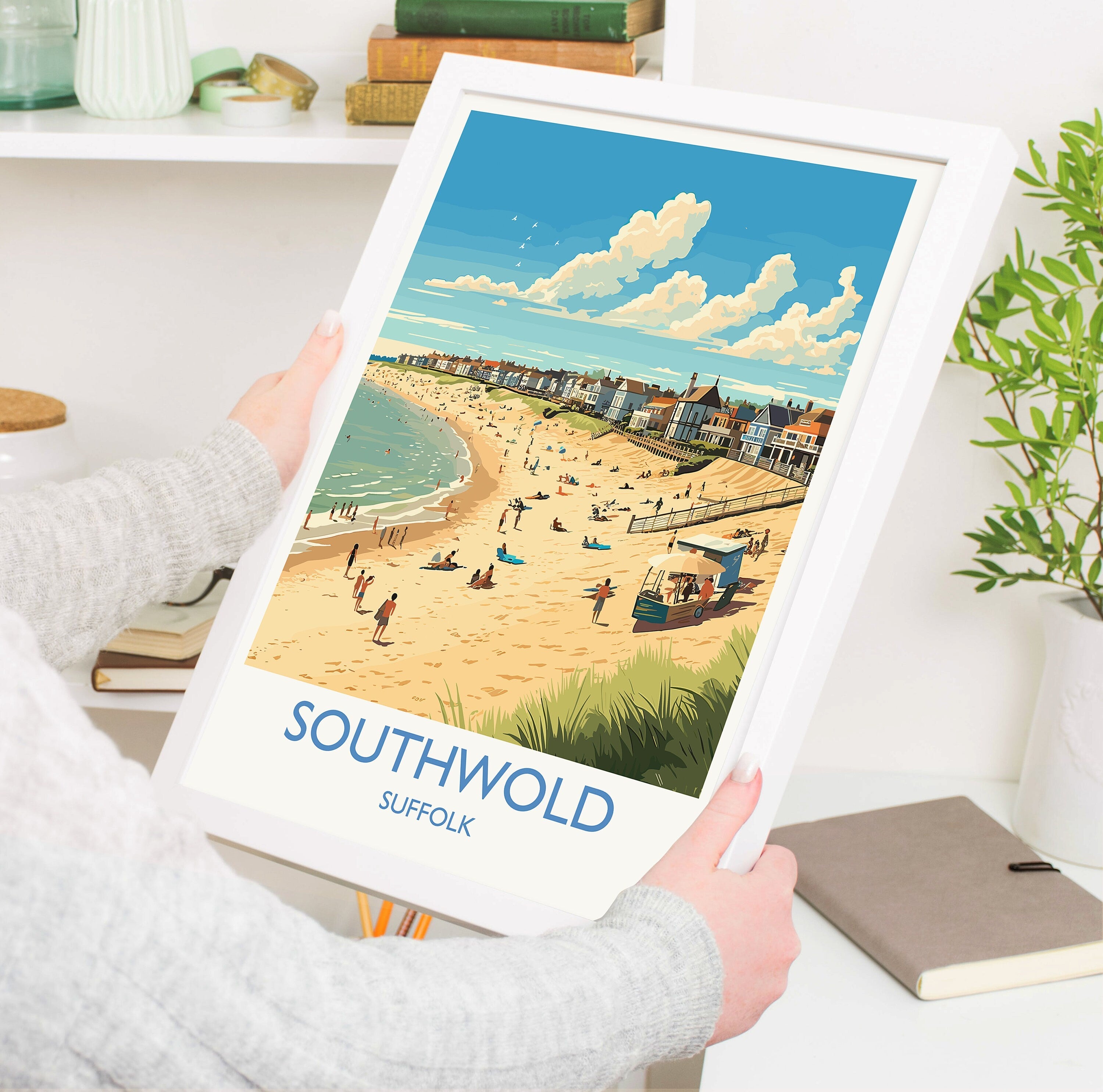Southwold Travel Print, Travel Poster of Southwold , Southwold Art Lovers Gift, Suffolk Coast Wall Art NQ Media Designs