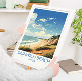 Dunwich Beach Travel Print, Travel Poster of Dunwich Beach,Dunwich Beach Art Lovers Gift, Suffolk Coast Wall Art NQ Media Designs
