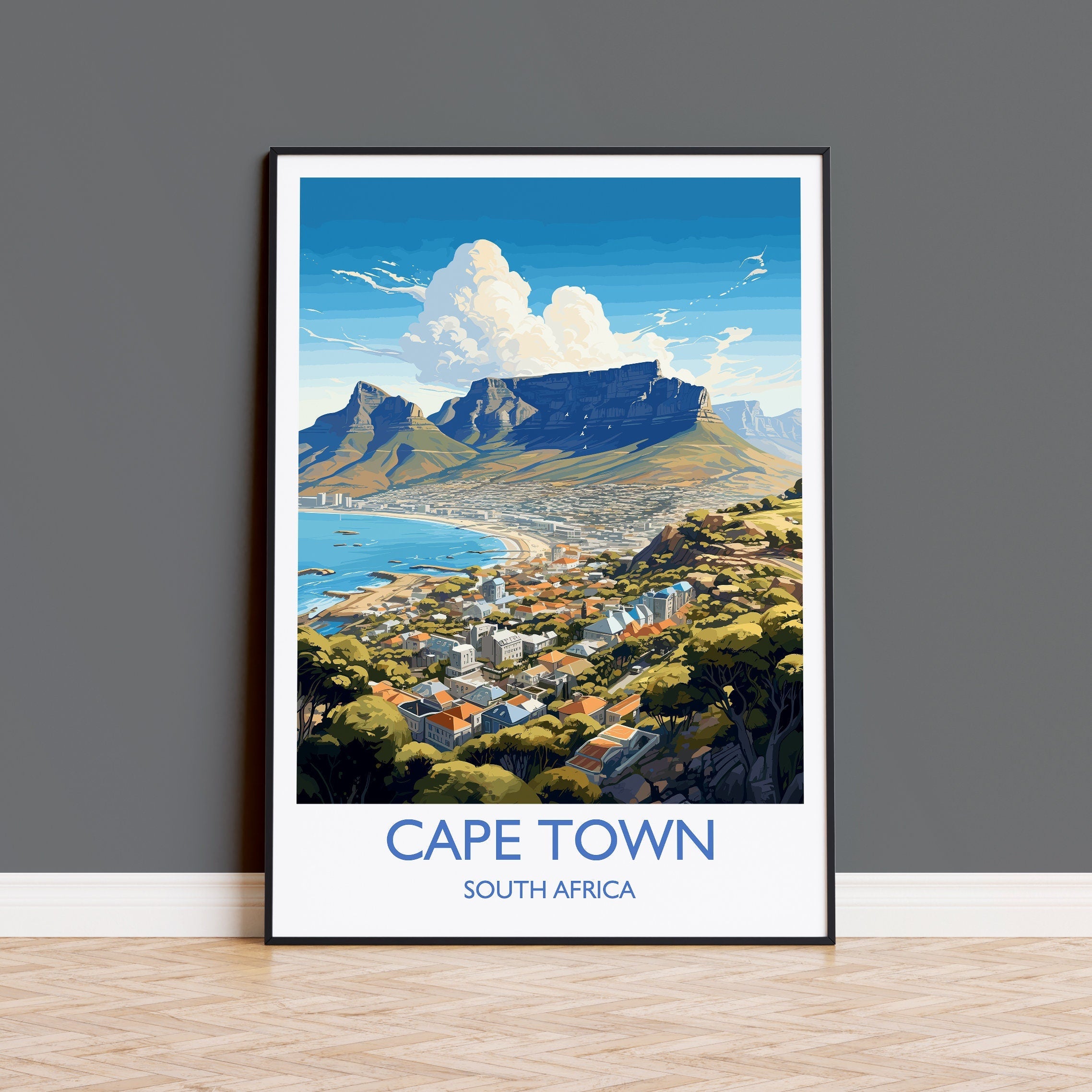 Cape Town Travel Print, Travel Poster of Cape Town,Cape Town Art Lovers Gift, South Africa Gift, Wall Art Print NQ Media Designs