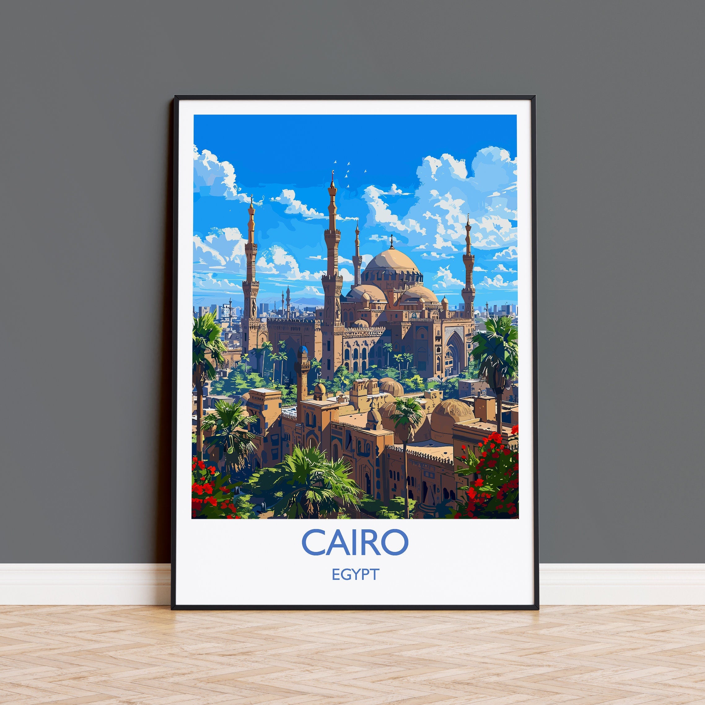 Cairo Travel Print, Travel Poster of Cairo, Egypt Art Lovers Gift, Cairo Wall Art