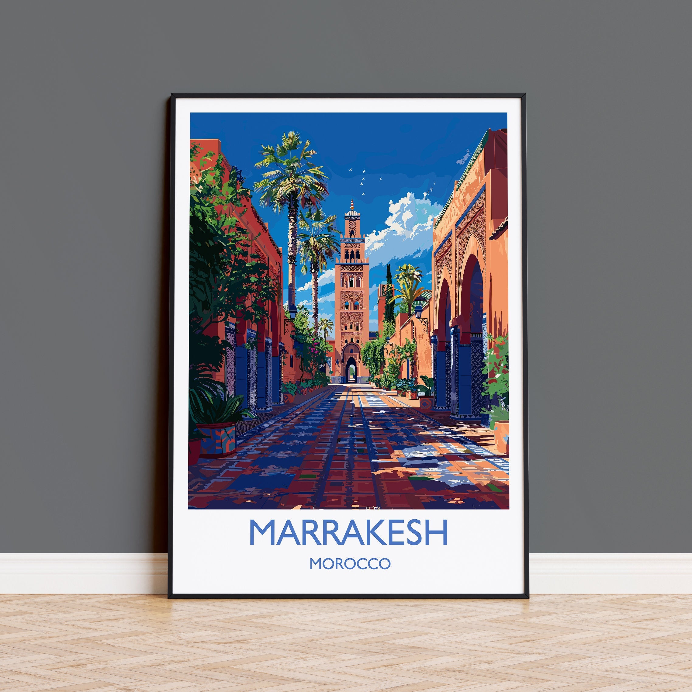 Marrakesh Travel Print Wall Art, Travel Poster of Marrakesh, Marrakesh Art Lovers Gift, Morocco Wall Art NQ Media Designs