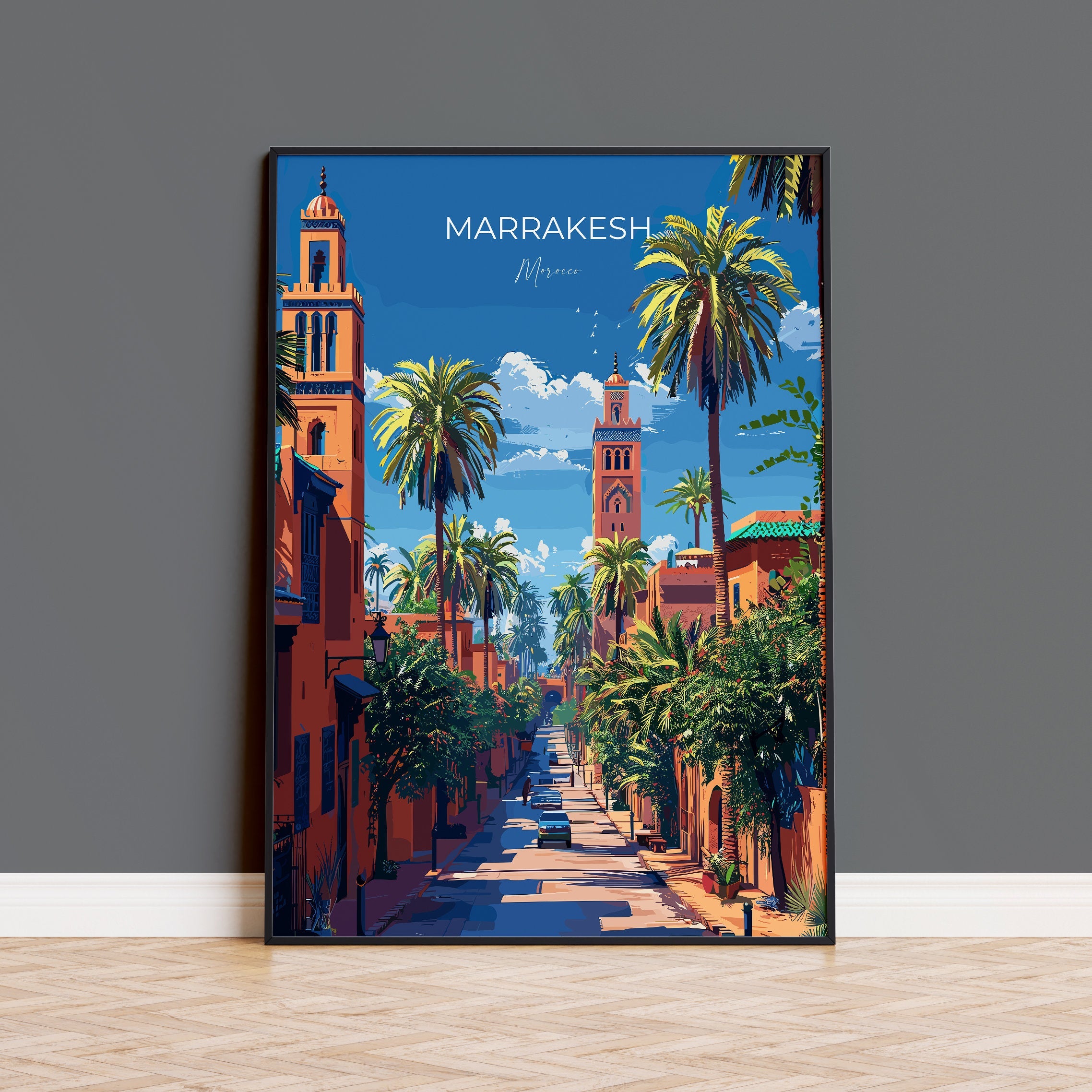 Marrakesh Travel Poster Wall Art, Travel Print of Marrakesh, Marrakesh Art Lovers Gift, Morocco Wall Art NQ Media Designs