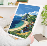 Seatown Travel Poster Wall Art, Travel Print of Seatown, England, Dorset Coast Art Lovers Gift, Dorset Wall Decor NQ Media Designs