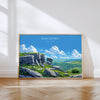 Peak District Landscape Travel Poster Wall Art, Travel Print of Peak District, Peak District Art Lovers Gift, English Countryside NQ Media Designs