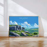 Peak District Landscape Travel Poster Wall Art, Travel Print of Peak District, Peak District Art Lovers Gift, English Countryside NQ Media Designs