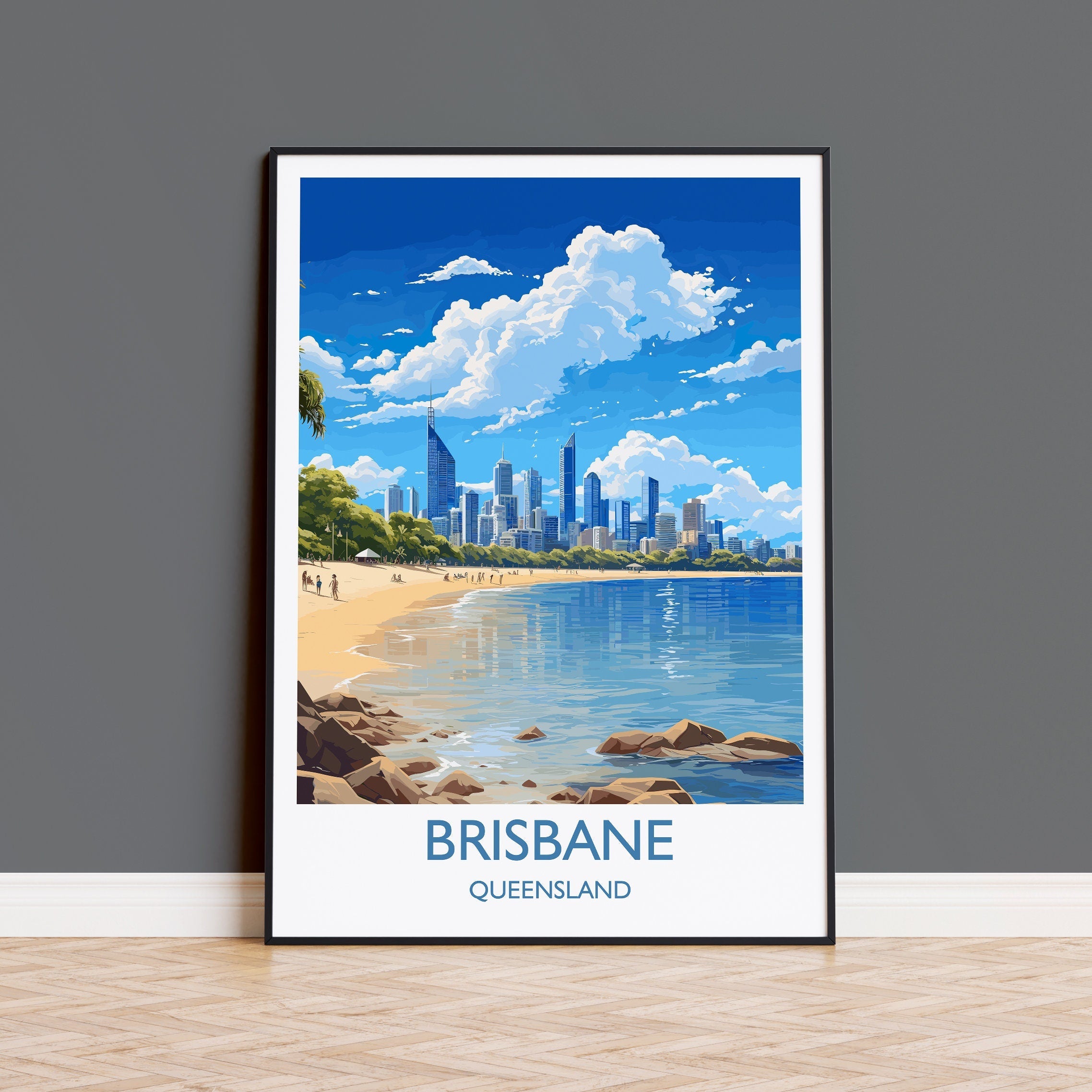 Brisbane Travel Print, Travel Poster of Brisbane , Queensland Art, Australia Art Lovers Gift, Brisbane Wall Art NQ Media Designs