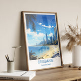 Brisbane Travel Print, Travel Poster of Brisbane, Queensland Art, Australia Art Lovers Gift, Brisbane Wall Art NQ Media Designs