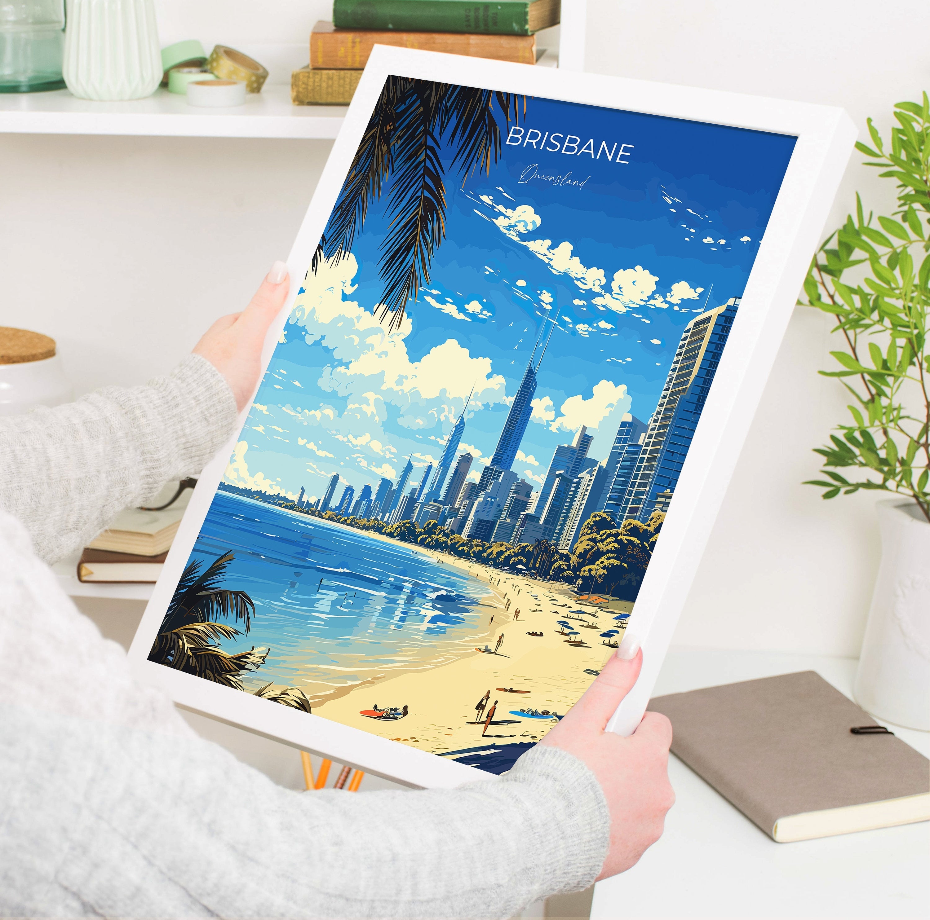 Brisbane Travel Poster, Travel Print of Brisbane , Queensland Art, Australia Art Lovers Gift, Brisbane Wall Art NQ Media Designs
