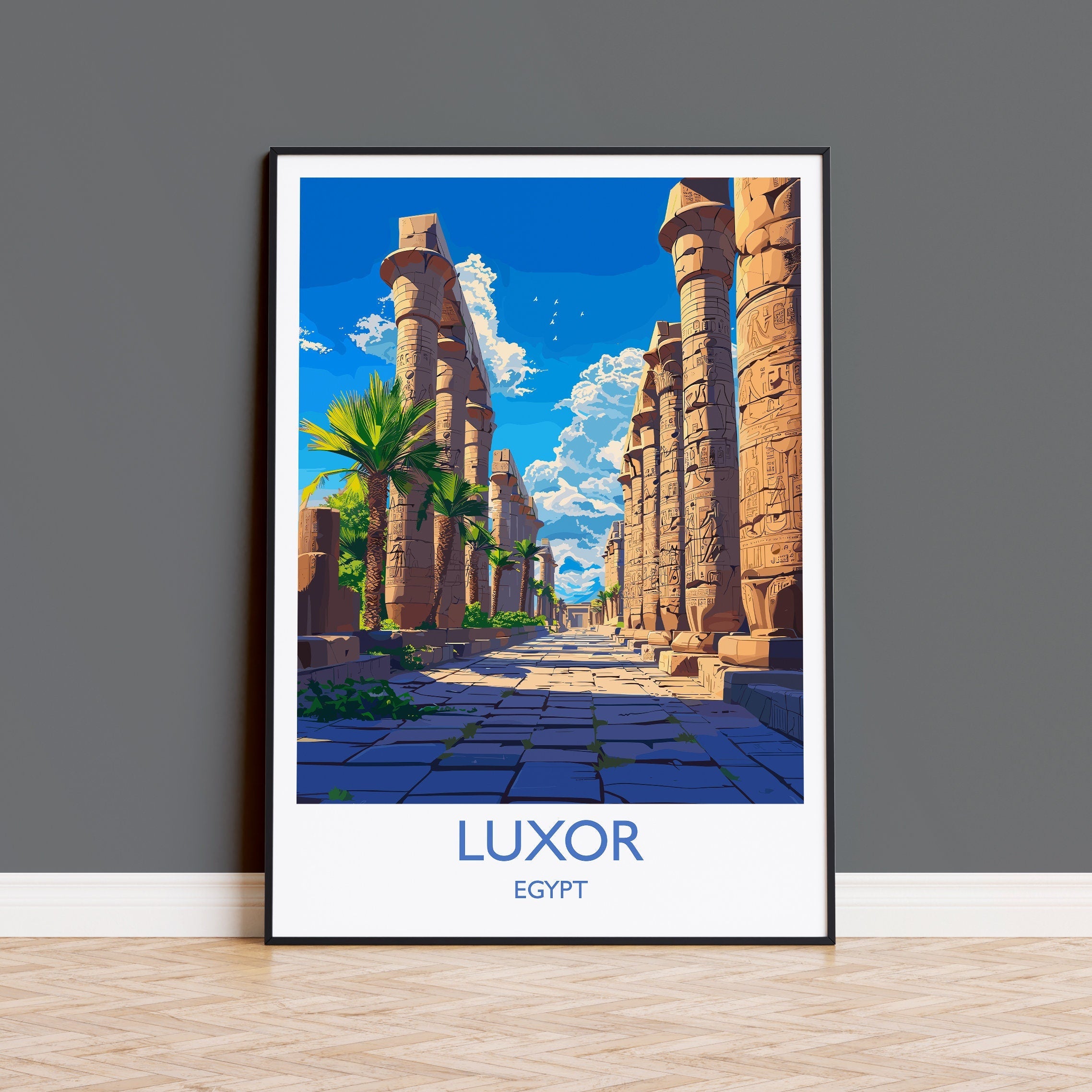 Luxor Travel Print, Travel Poster of Luxor, Egypt Art Lovers Gift, Luxor Wall Art NQ Media Designs