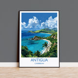 Antigua Travel Print, Travel Poster of Antigua, Caribbean, Antigua Art Lovers Gift, Caribbean Gift, Wall Art Print NQ Media Designs