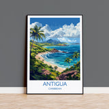 Antigua Travel Poster Wall Art, Travel Print of Antigua, Caribbean, Antigua Art Lovers Gift, Caribbean Gift, Wall Art Print NQ Media Designs