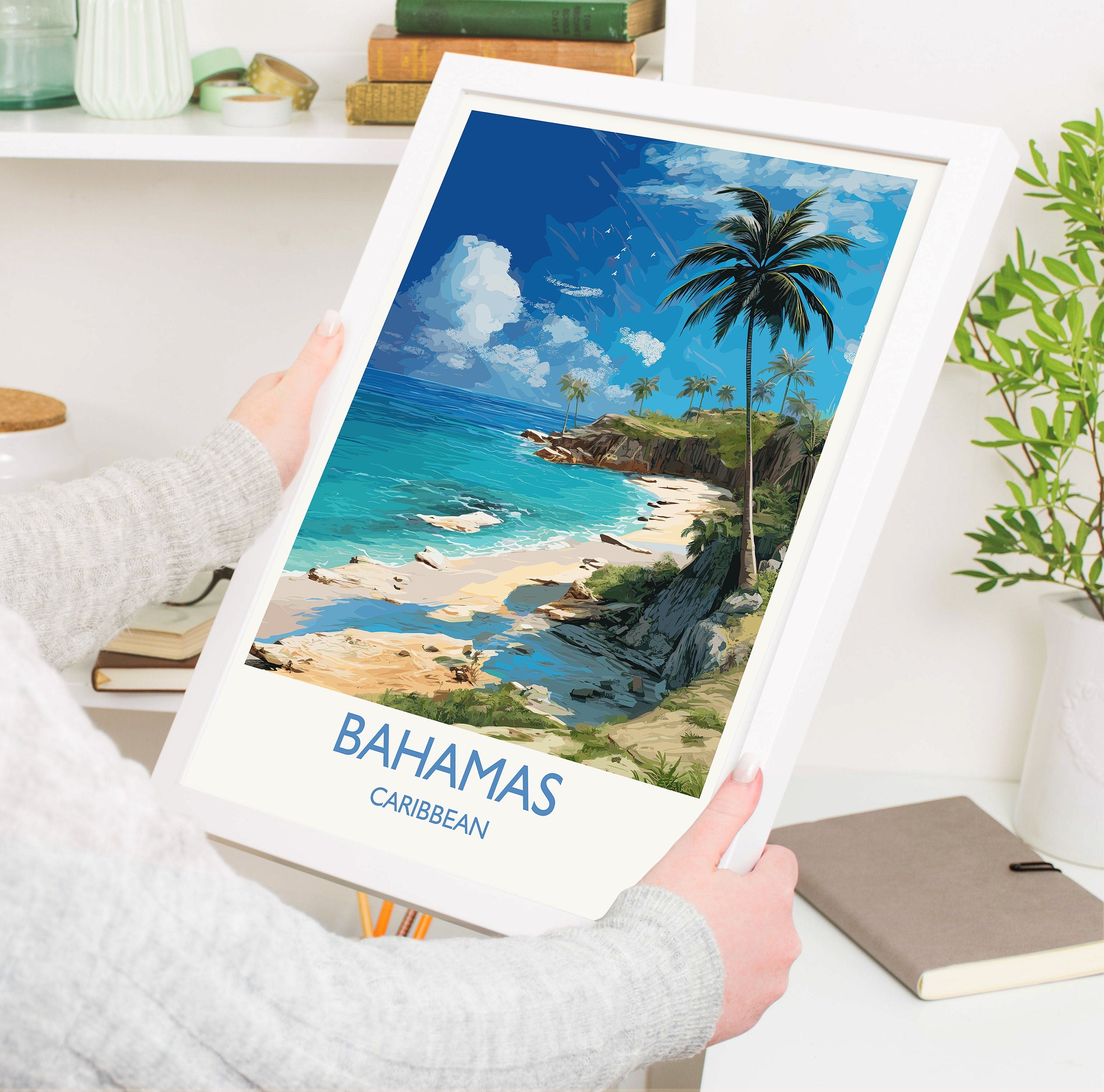 Bahamas Travel Poster Wall Art, Travel Print of Bahamas, Caribbean, Bahamas Art Lovers Gift, Caribbean Gift, Wall Art Print NQ Media Designs