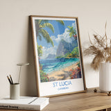 St Lucia Travel Print Wall Art, Travel Poster of St Lucia, Caribbean, St Lucia Art Lovers Gift, Caribbean Gift, Wall Art Print NQ Media Designs