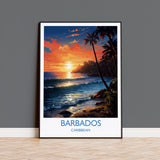 Barbados Travel Poster Wall Art, Travel Print of Barbados, Caribbean, Barbados Sunset Art Lovers Gift, Caribbean Gift, Wall Art Print NQ Media Designs