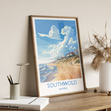 Southwold Travel Print, Travel Poster of Southwold , Southwold Art Lovers Gift, Suffolk Coast Wall Art NQ Media Designs