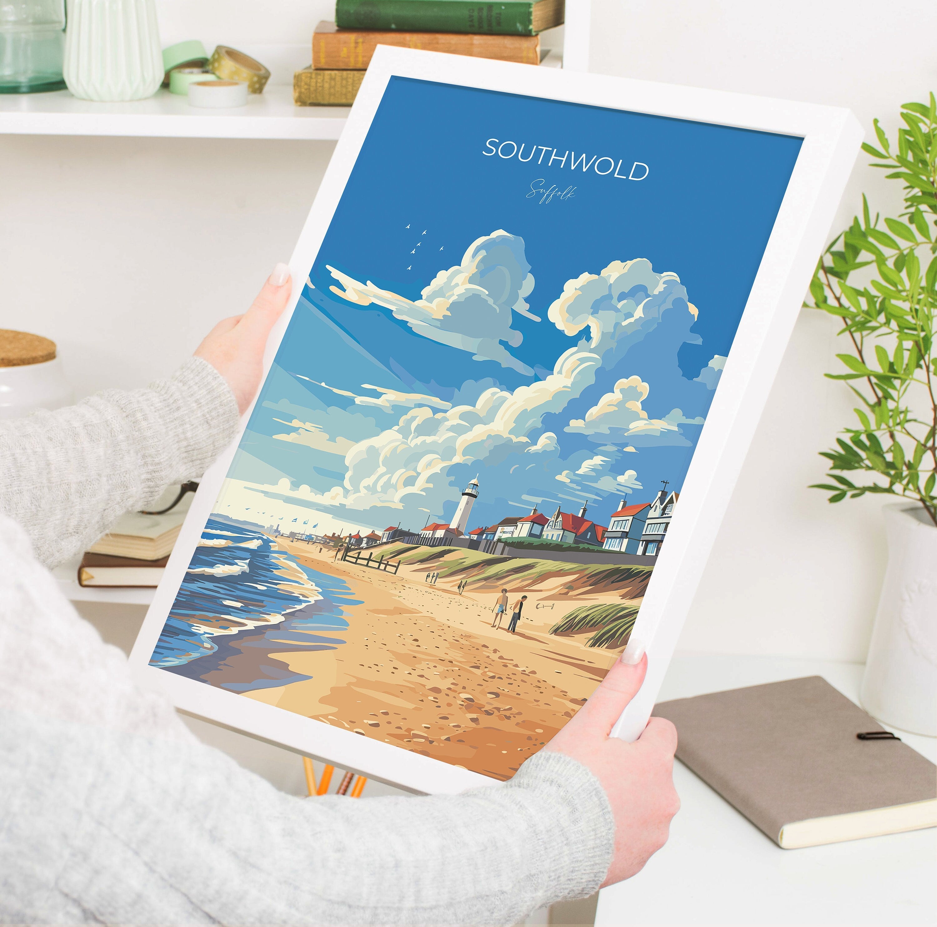 Southwold Travel Poster, Travel Print of Southwold, Southwold Art Lovers Gift, Suffolk Coast Wall Art NQ Media Designs