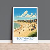 Southwold Travel Print, Travel Poster of Southwold , Southwold Art Lovers Gift, Suffolk Coast Wall Art NQ Media Designs