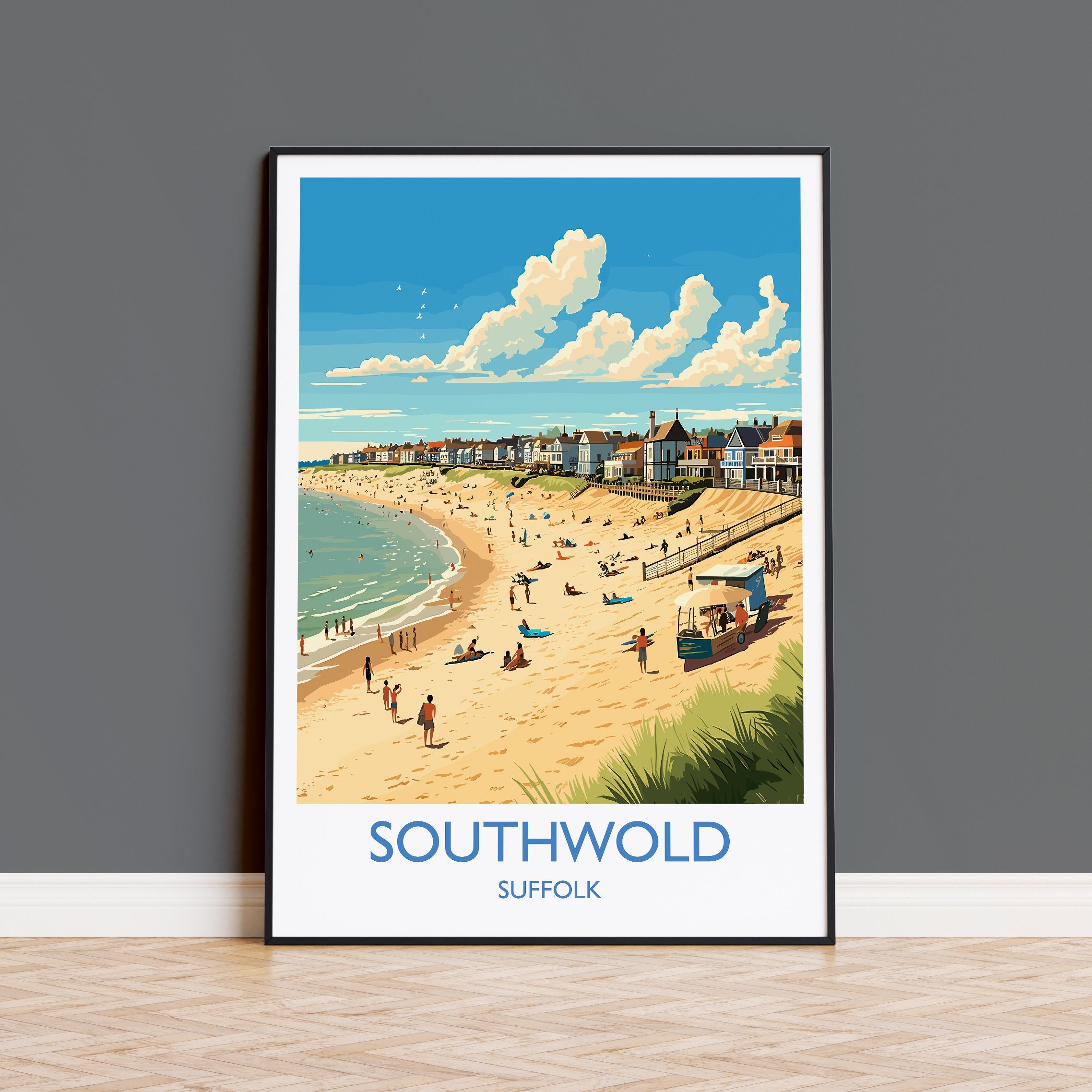 Southwold Travel Print, Travel Poster of Southwold , Southwold Art Lovers Gift, Suffolk Coast Wall Art NQ Media Designs