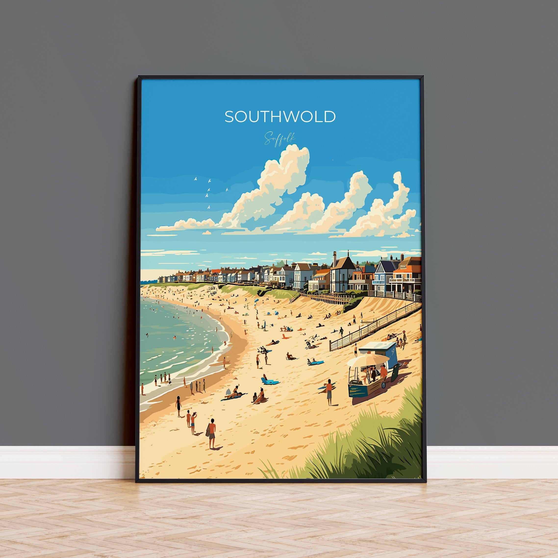 Southwold Travel Poster, Travel Print of Southwold, Southwold Art Lovers Gift, Suffolk Coast Wall Art NQ Media Designs