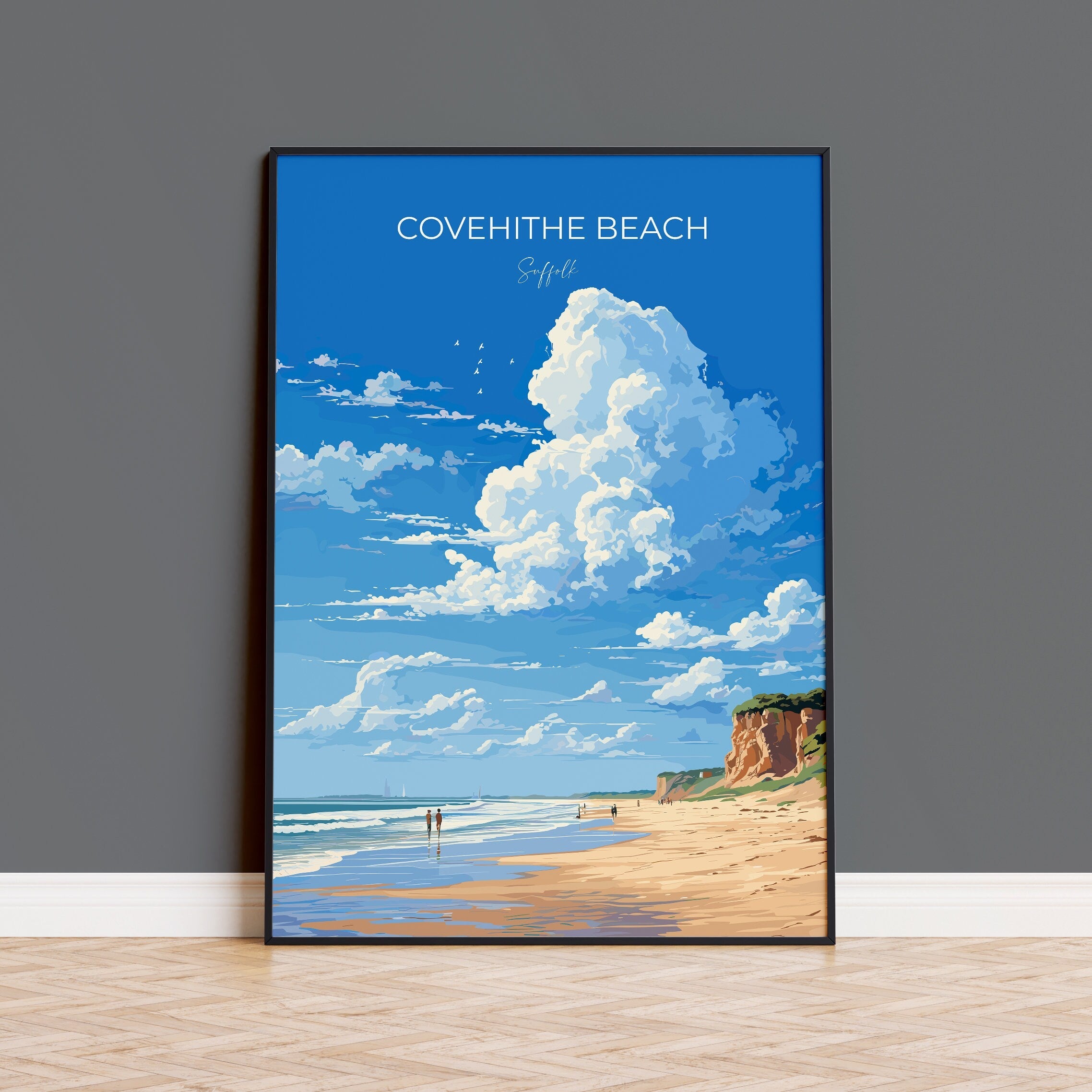 Covehithe Beach Travel Poster, Travel Print of Covehithe Beach,Covehithe Beach Art Lovers Gift, Suffolk Coast Wall Art NQ Media Designs