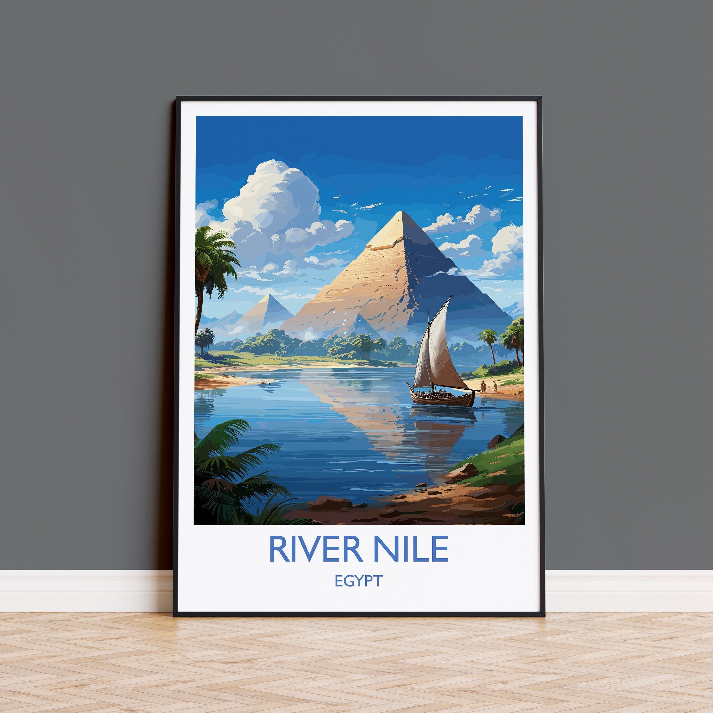 River Nile Travel Print, Travel Poster of River Nile, Egypt Art Lovers Gift, River Nile Wall Art NQ Media Designs