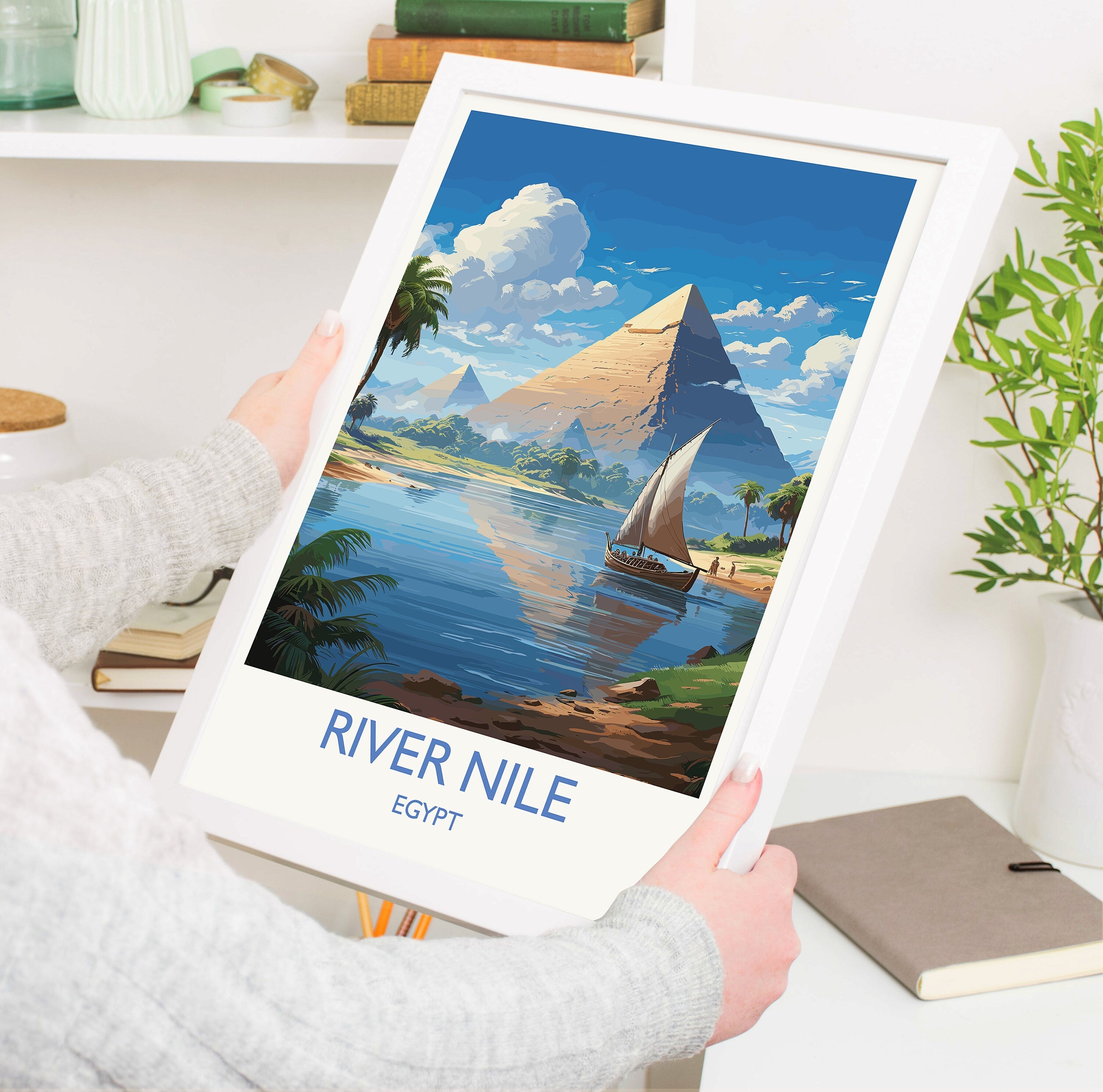 River Nile Travel Print, Travel Poster of River Nile, Egypt Art Lovers Gift, River Nile Wall Art NQ Media Designs