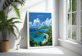 Antigua Travel Print Wall Art, Travel Poster of Antigua, Caribbean, Antigua Art Lovers Gift, Caribbean Gift, Wall Art Print NQ Media Designs