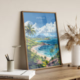 Antigua Travel Print Wall Art, Travel Poster of Antigua, Caribbean, Antigua Art Lovers Gift, Caribbean Gift, Wall Art Print NQ Media Designs