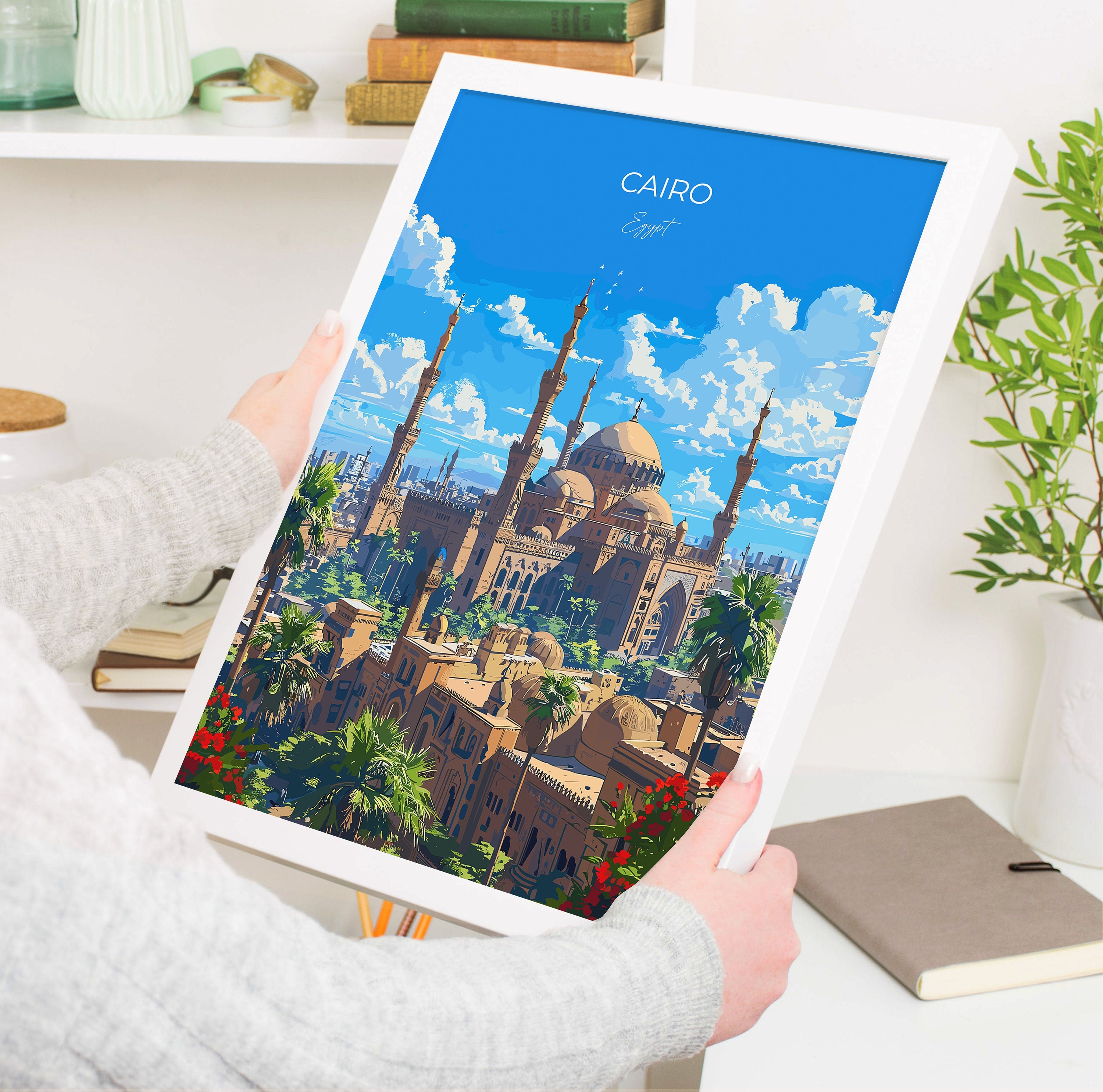 Cairo Travel Poster, Travel Print of Cairo, Egypt Art Lovers Gift, Cairo Wall Art