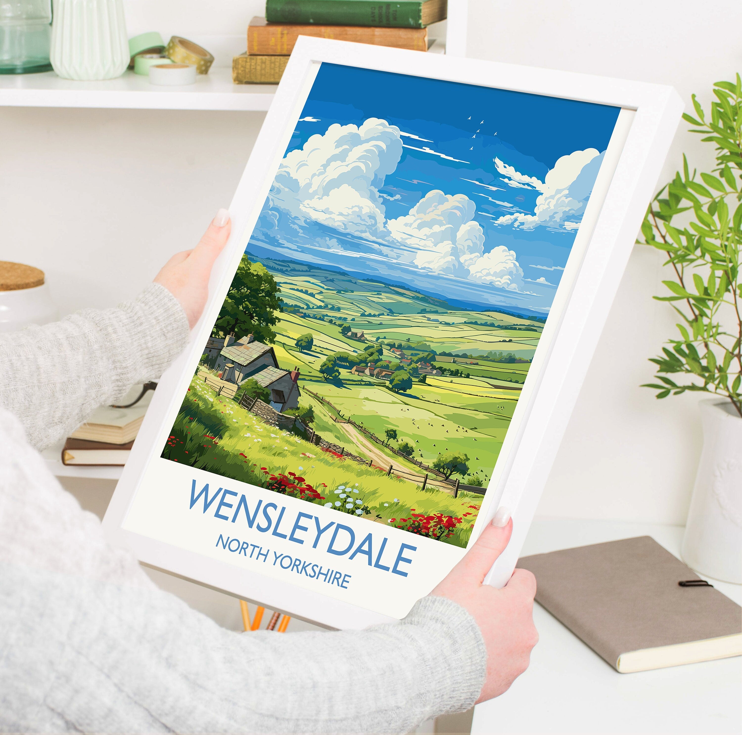 Wensleydale Travel Print Wall Art, Travel Poster of Wensleydale, Wensleydale Art Gift, English Countryside Art Lovers Gift, NQ Media Designs