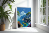 Capri Travel Poster, Travel Print of Capri, Italy, Capri Art Lovers Gift, Amalfi Coast Gift, Wall Art Print NQ Media Designs