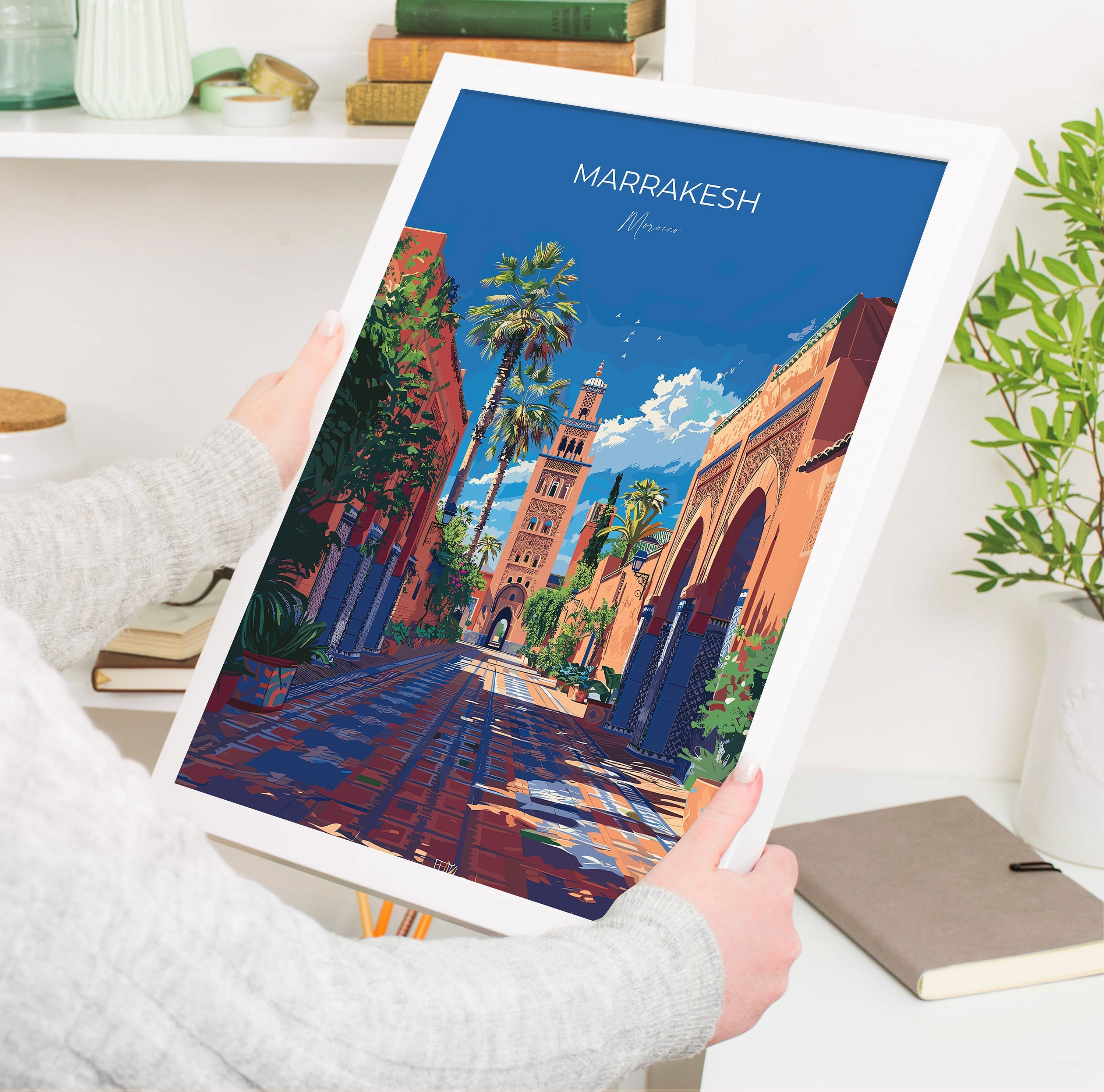 Marrakesh Travel Poster Wall Art, Travel Print of Marrakesh, Marrakesh Art Lovers Gift, Morocco Wall Art NQ Media Designs