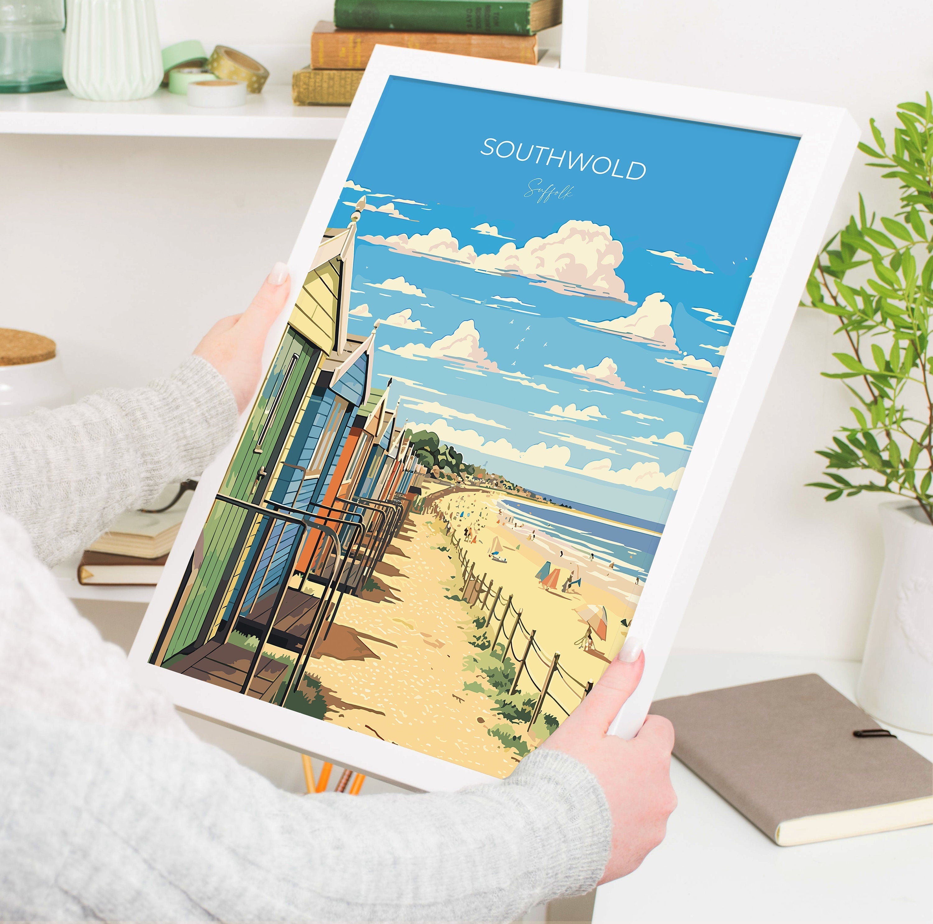 Southwold Travel Poster, Travel Print of Southwold, Southwold Art Lovers Gift, Suffolk Coast Wall Art NQ Media Designs