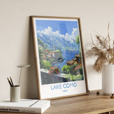 Lake Como Travel Poster Wall Art, Travel Print of Lake Como, Lake Como Art Lovers Gift, Italy, Italian Lakes Art Gift NQ Media Designs