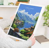 Lake Como Travel Print Wall Art, Travel Poster of Lake Como, Lake Como Art Lovers Gift, Italy, Italian Lakes Art Gift NQ Media Designs