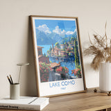 Lake Como Travel Poster Wall Art, Travel Print of Lake Como, Lake Como Art Lovers Gift, Italy, Italian Lakes Art Gift NQ Media Designs