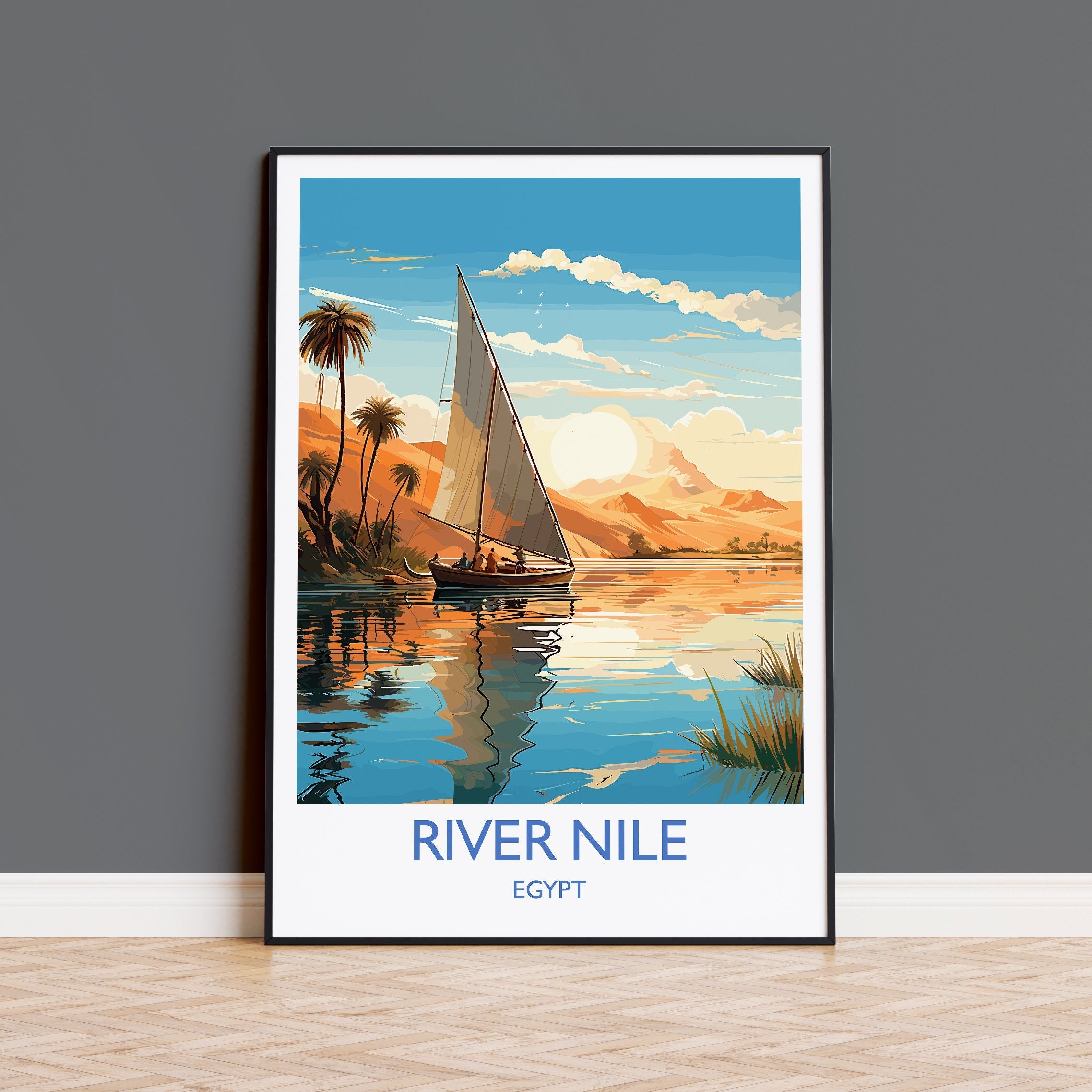 River Nile Travel Print, Travel Poster of River Nile, Egypt Art Lovers Gift, River Nile Wall Art NQ Media Designs