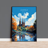 Lichfield Travel Poster, Travel Print of Lichfield, England, Staffordshire Art, Lichfield Art Lovers Gift, Wall Art Print NQ Media Designs
