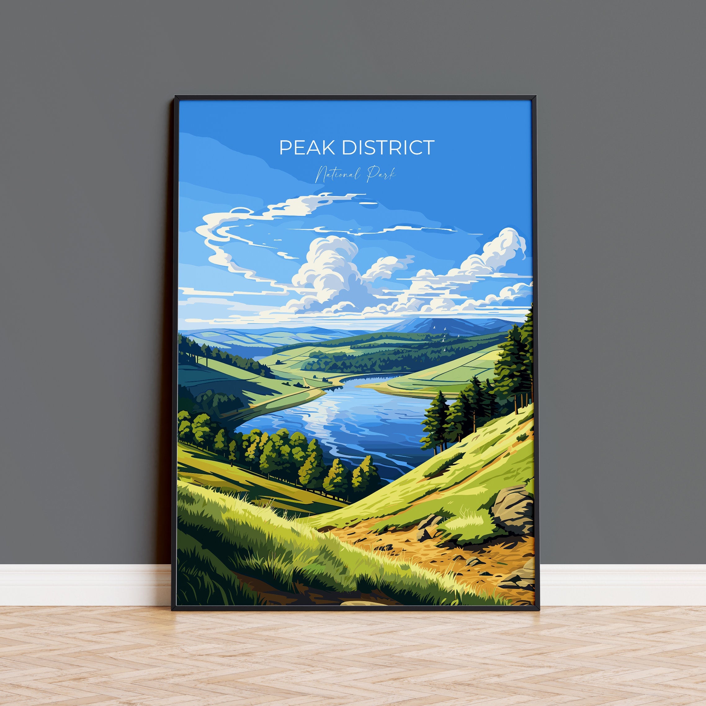 Peak District Travel Poster Wall Art, Travel Print of Peak District, Peak District Art Lovers Gift, English Countryside NQ Media Designs