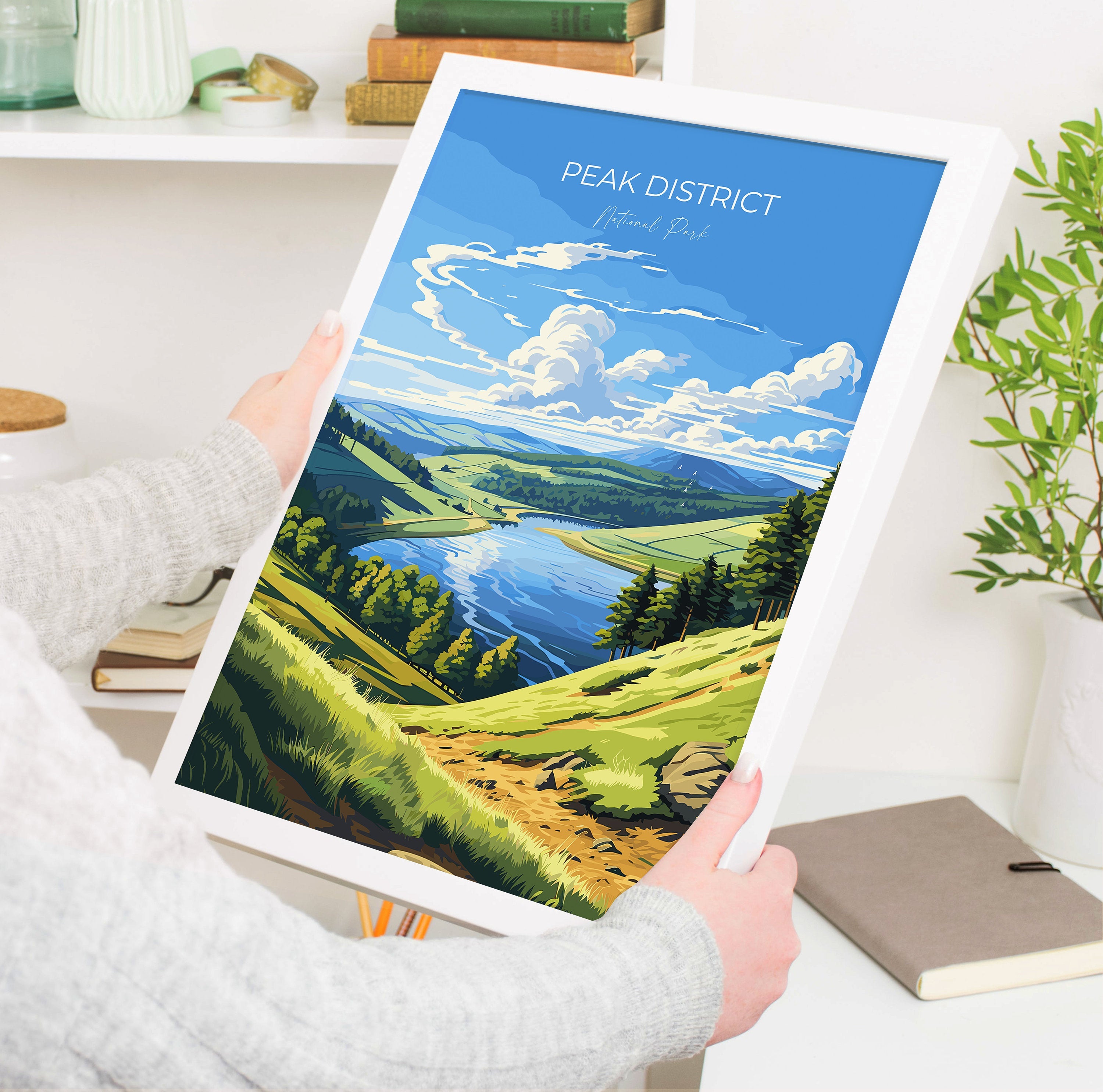 Peak District Travel Poster Wall Art, Travel Print of Peak District, Peak District Art Lovers Gift, English Countryside NQ Media Designs