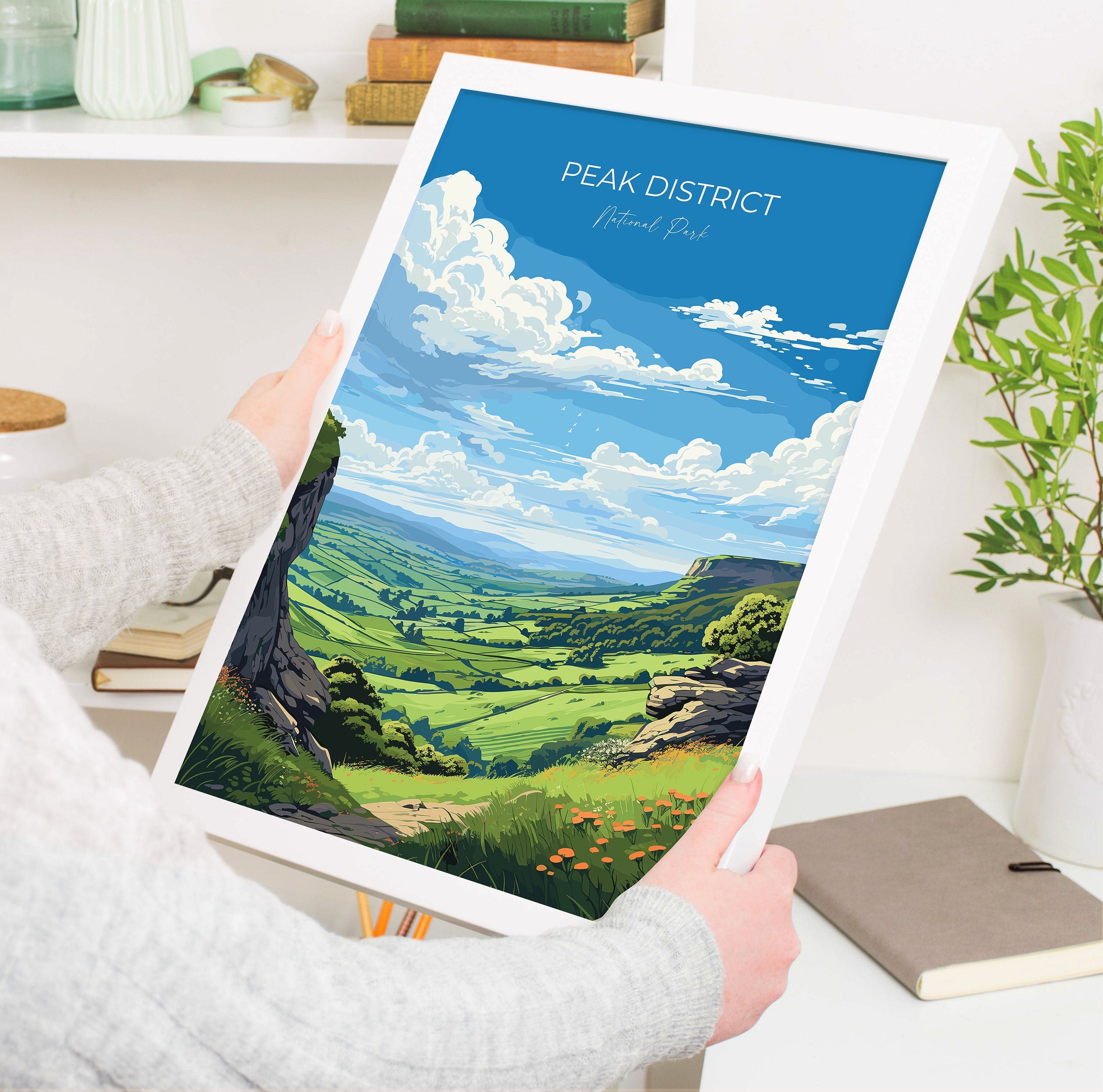 Peak District Travel Poster Wall Art, Travel Print of Peak District, Peak District Art Lovers Gift, English Countryside NQ Media Designs