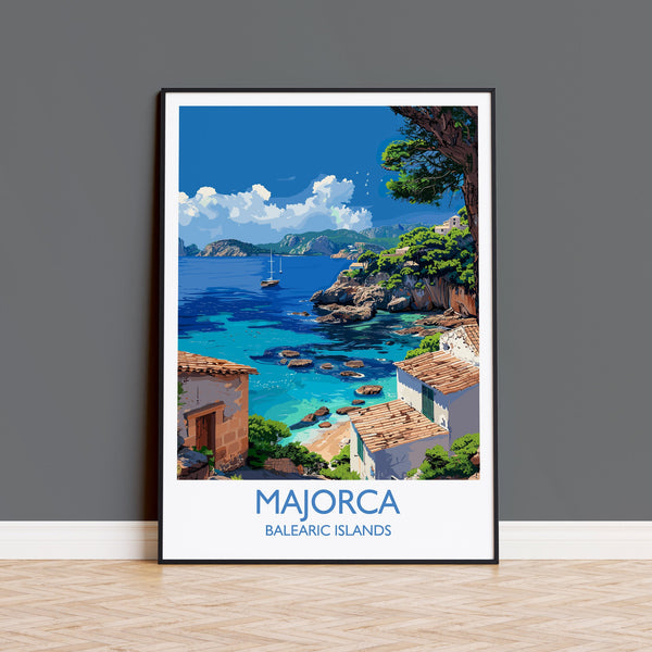 Majorca Travel Print, Travel Poster of Majorca, Balearic Islands Art Lovers Gift, Majorca Wall Art
