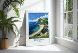 Seatown Travel Print Wall Art, Travel Poster of Seatown, England, Dorset Coast Art Lovers Gift, Dorset Wall Decor NQ Media Designs