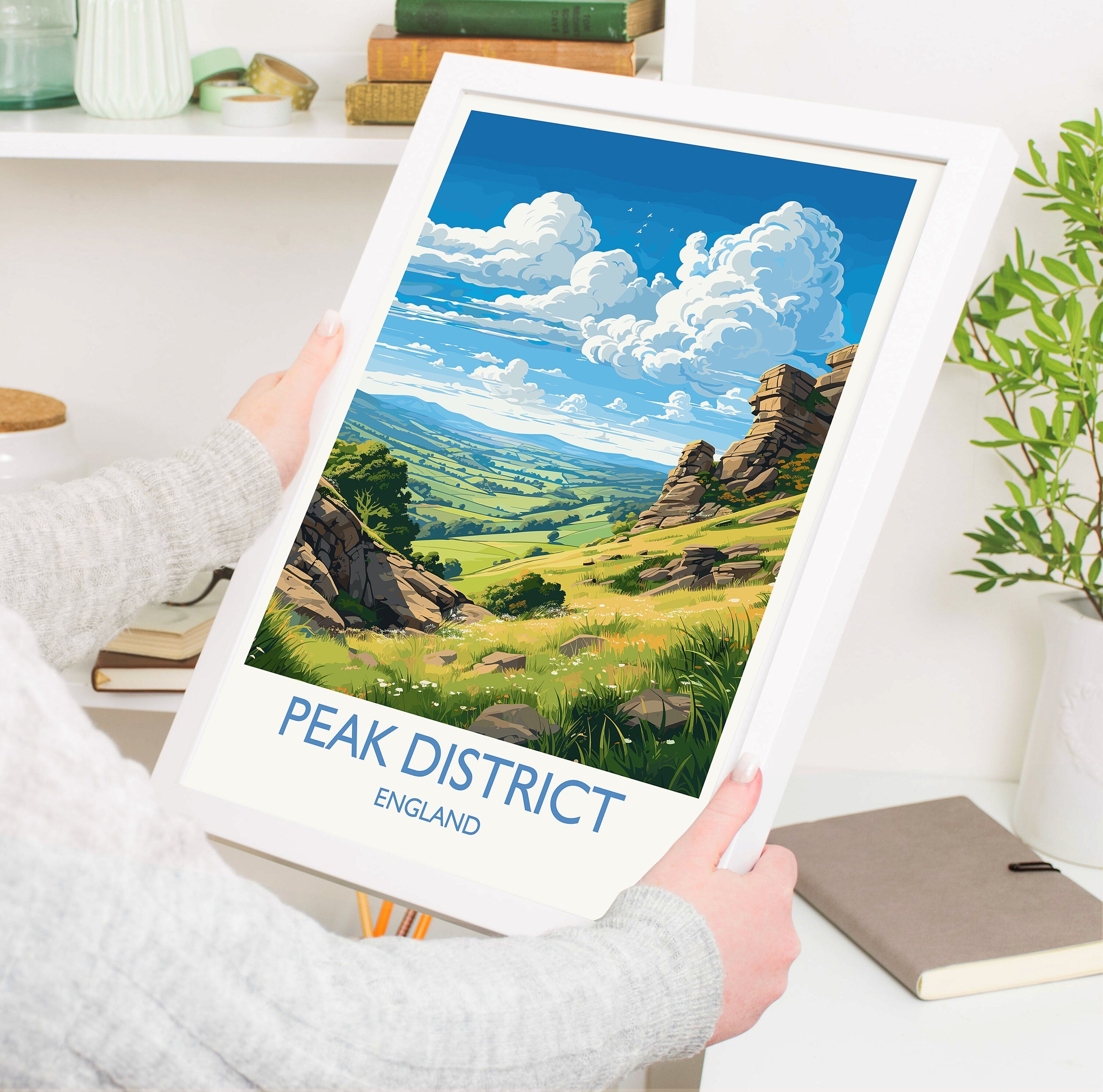 Peak District Travel Print Wall Art, Travel Poster of Peak District, Peak District Art Lovers Gift, English Countryside NQ Media Designs