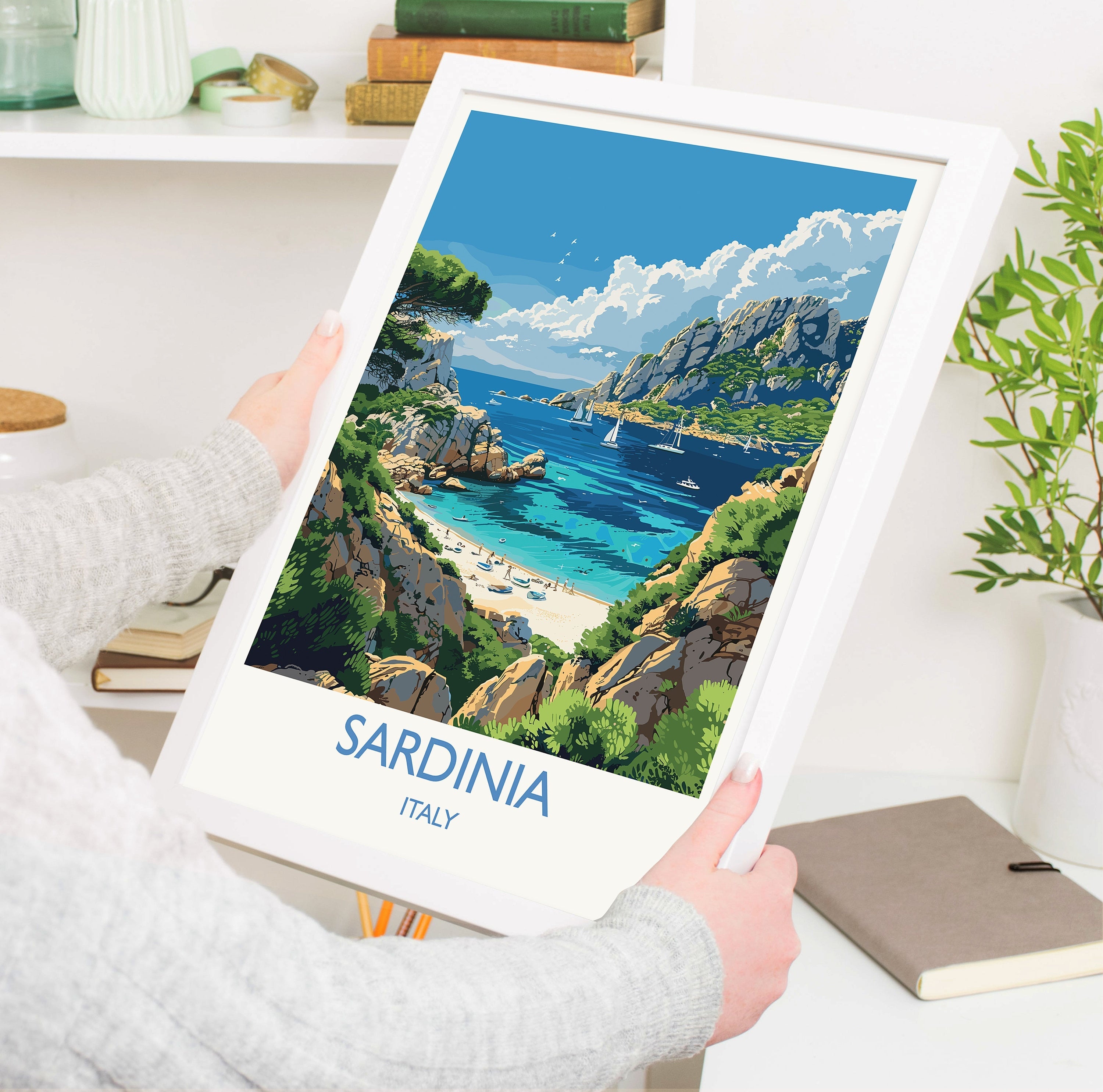 Sardinia Travel Poster Wall Art, Travel Print of Sardinia, Sardinia Art Lovers Gift, Italy, Italian Art Gift NQ Media Designs