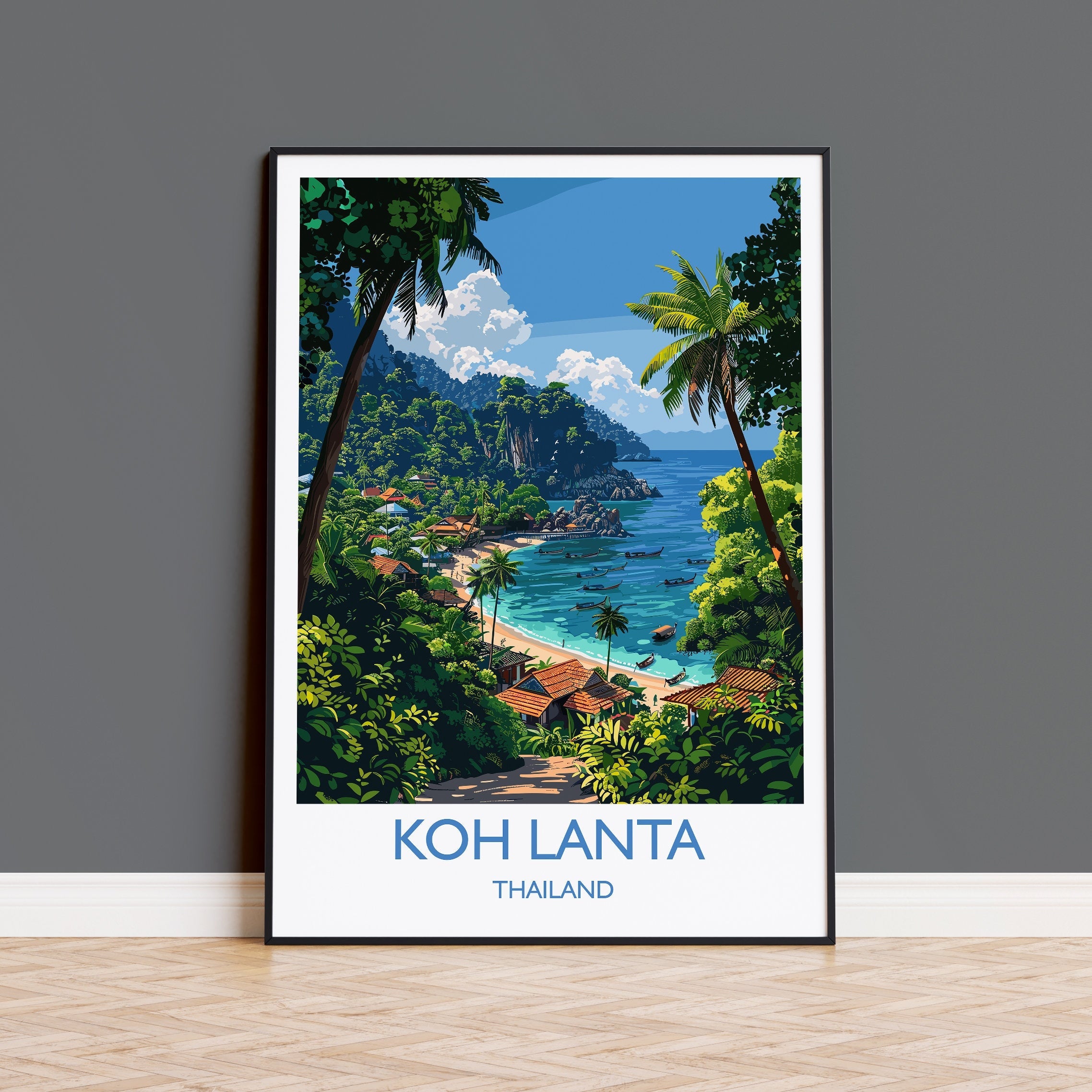 Koh Lanta Travel Print, Travel Poster of Koh Lanta, Thailand, Koh Lanta Art Lovers Gift, Wall Art Print NQ Media Designs