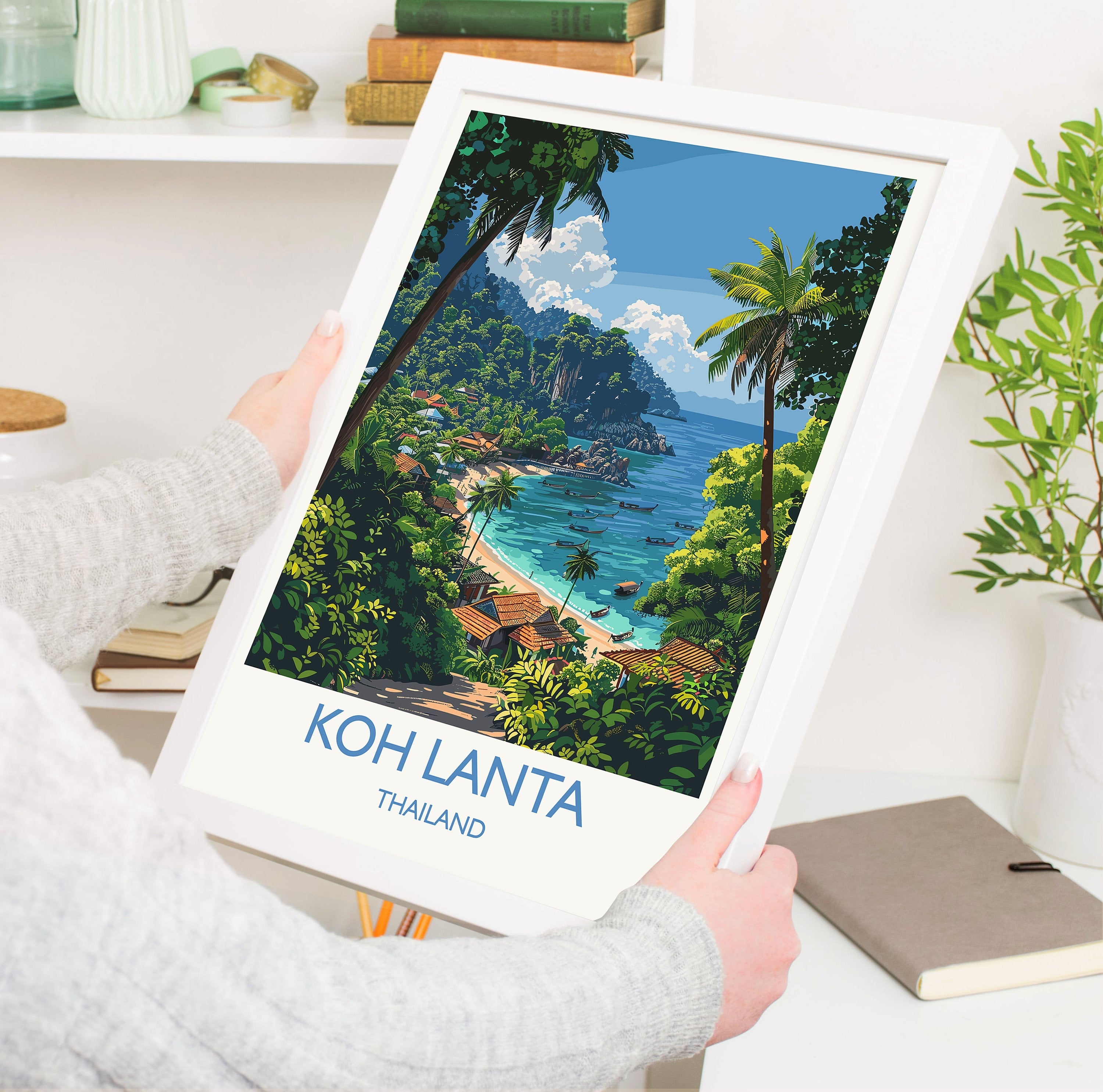 Koh Lanta Travel Print, Travel Poster of Koh Lanta, Thailand, Koh Lanta Art Lovers Gift, Wall Art Print NQ Media Designs